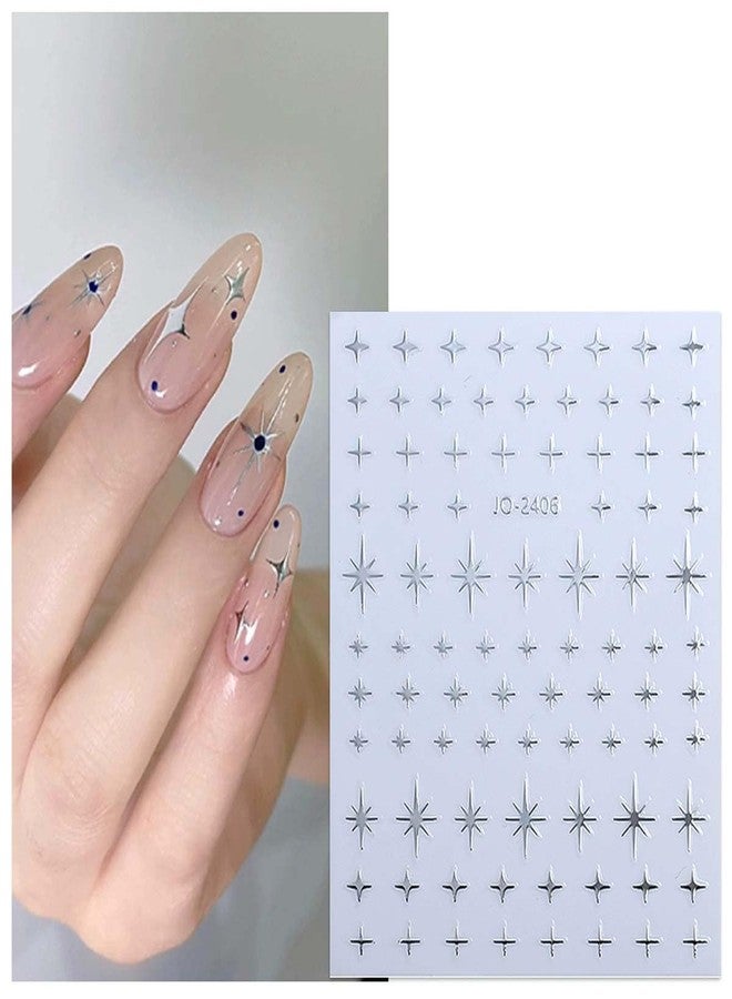 SPLOCUDU 12 Sheets Star Nail Stickers Gold Nail Art Stickers Star 3D Self Adhesive Nail Decals Silver Rose Gold Nail Art Decals Holographic Nail Design for Women Girls Accessories DIY Manicure - Image 5